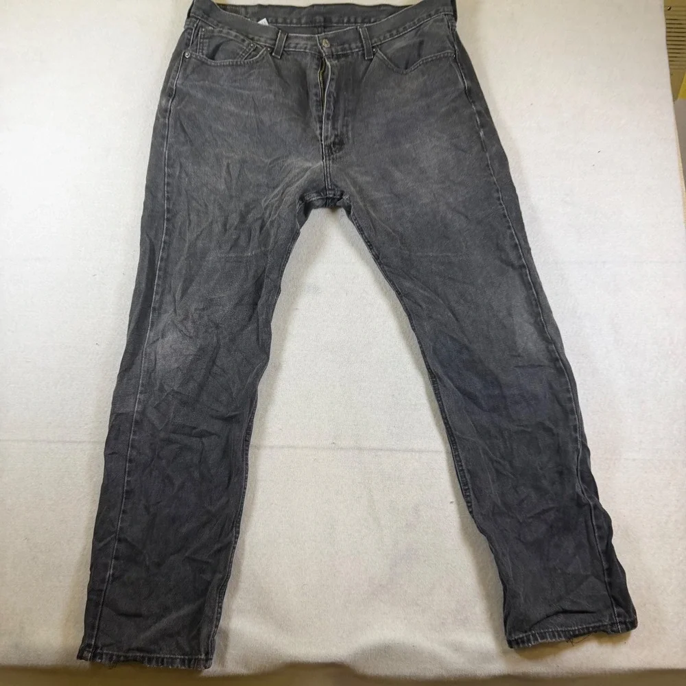 Levis 505 Regular Fit Straight Leg Jeans Mens 38x34 Faded Black Denim Pants